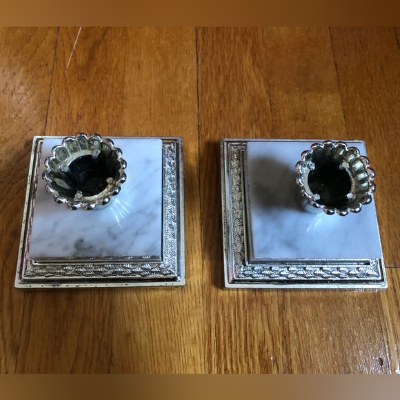 Set of Vintage MCM Italian Marble Candle Holders - Picture 2 of 14